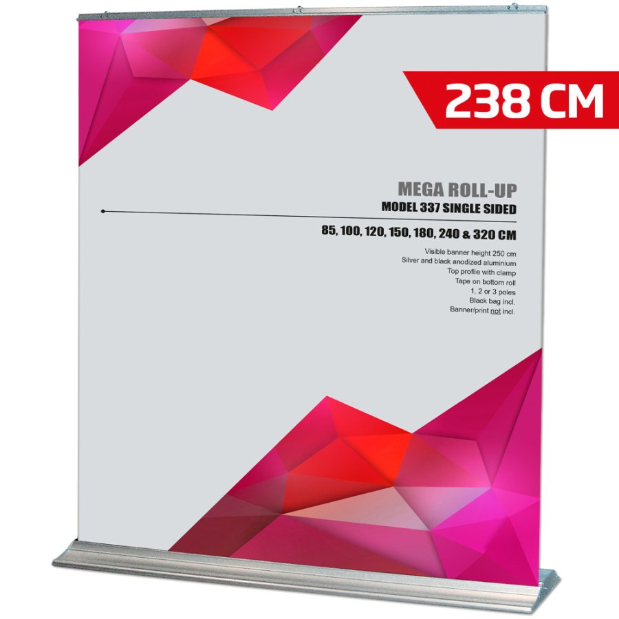 Mega Roll-up enkeltsidet - 240x250 cm - s&oslash;lv