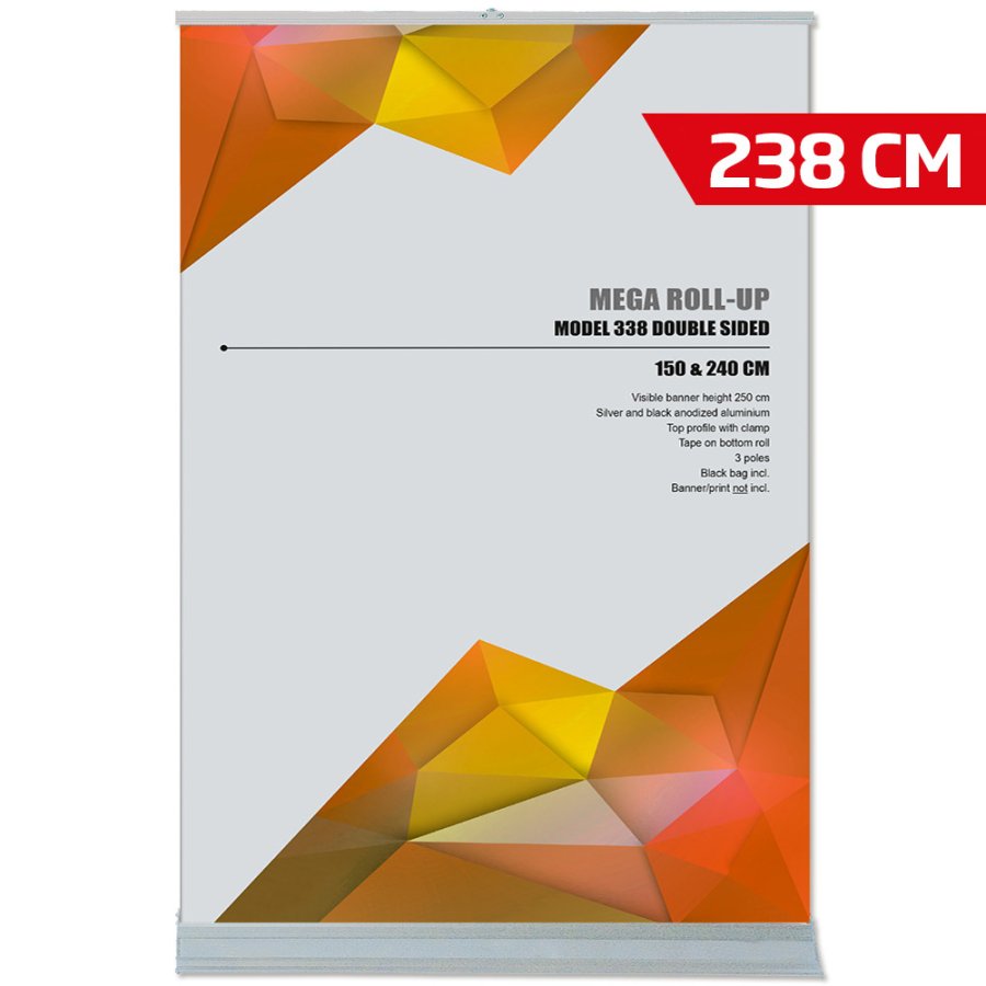 Mega Roll-up dobbeltsidet - 240x250 cm - s&oslash;lv