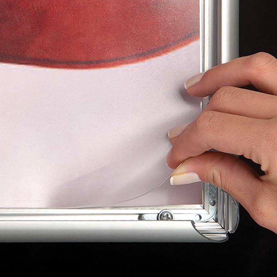 Klikramme med 25mm aluminium Security Frame profil, s&oslash;lv - A4