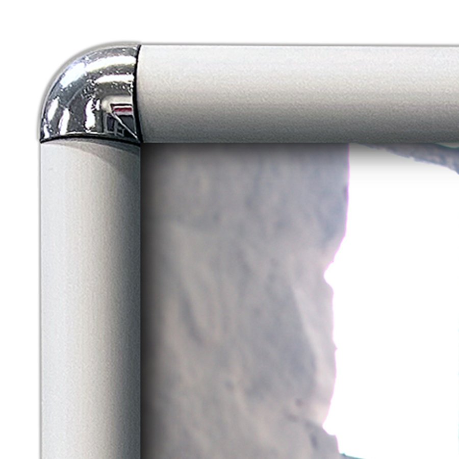 Klikramme med 25mm aluminium Rondo profil, s&oslash;lv - A2