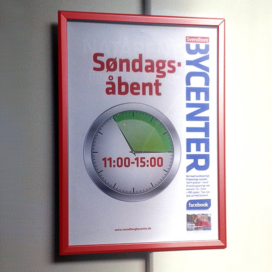 Klikramme med 32mm aluminium fladprofil, r&oslash;d - A1