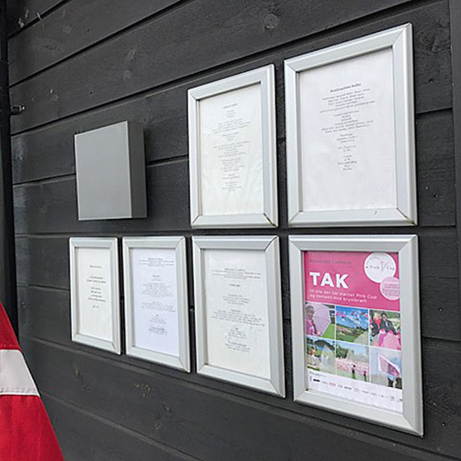 Klikramme med 32mm aluminium fladprofil, s&oslash;lv - A4