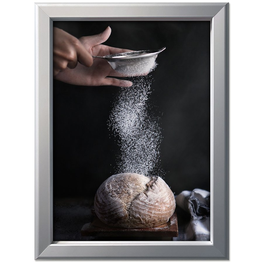 Klikramme med 32mm aluminium fladprofil, s&oslash;lv - A2