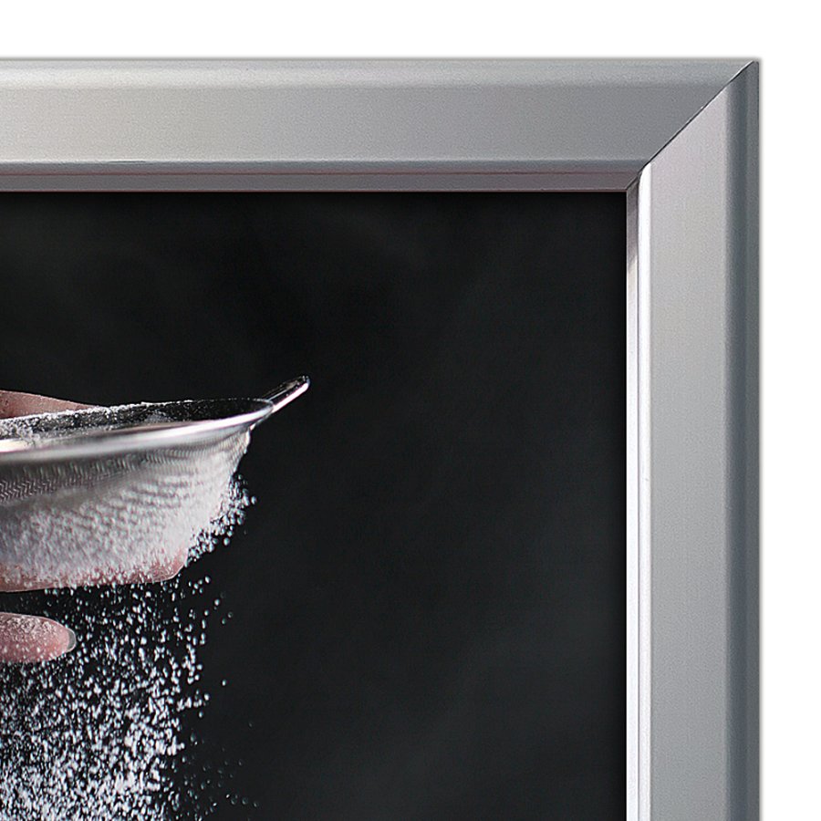 Klikramme med 32mm aluminium fladprofil, s&oslash;lv - 70x100 cm