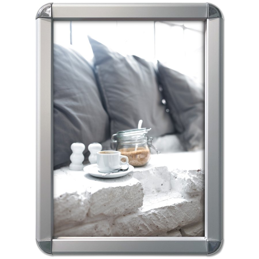 Klikramme med 32mm aluminium Rondo profil, s&oslash;lv - 70x100 cm