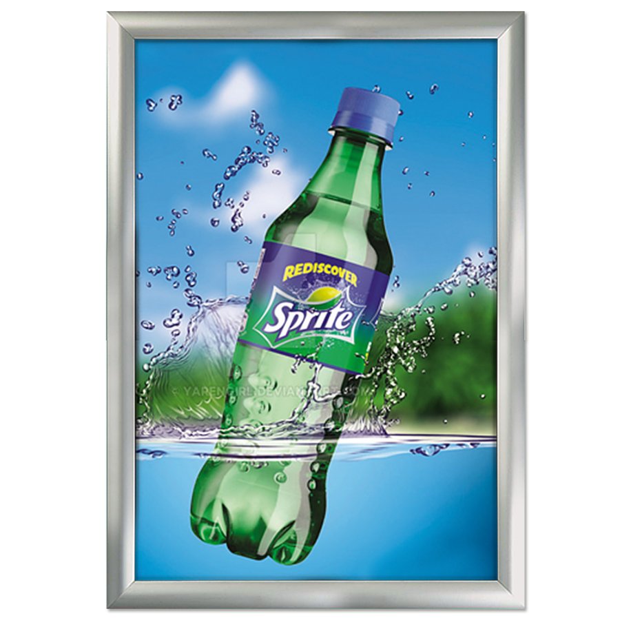 Klikramme med 45mm aluminium profil, s&oslash;lv - 100x140 cm