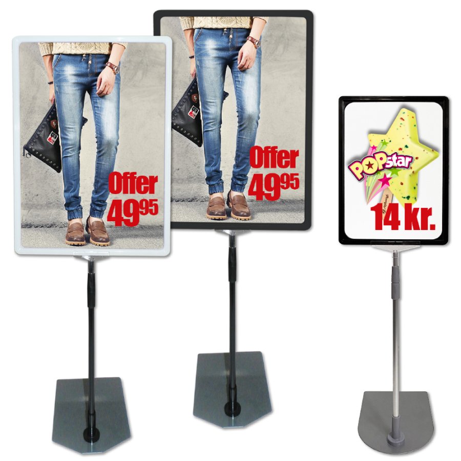 Flex Stander med hvid plastramme, A4