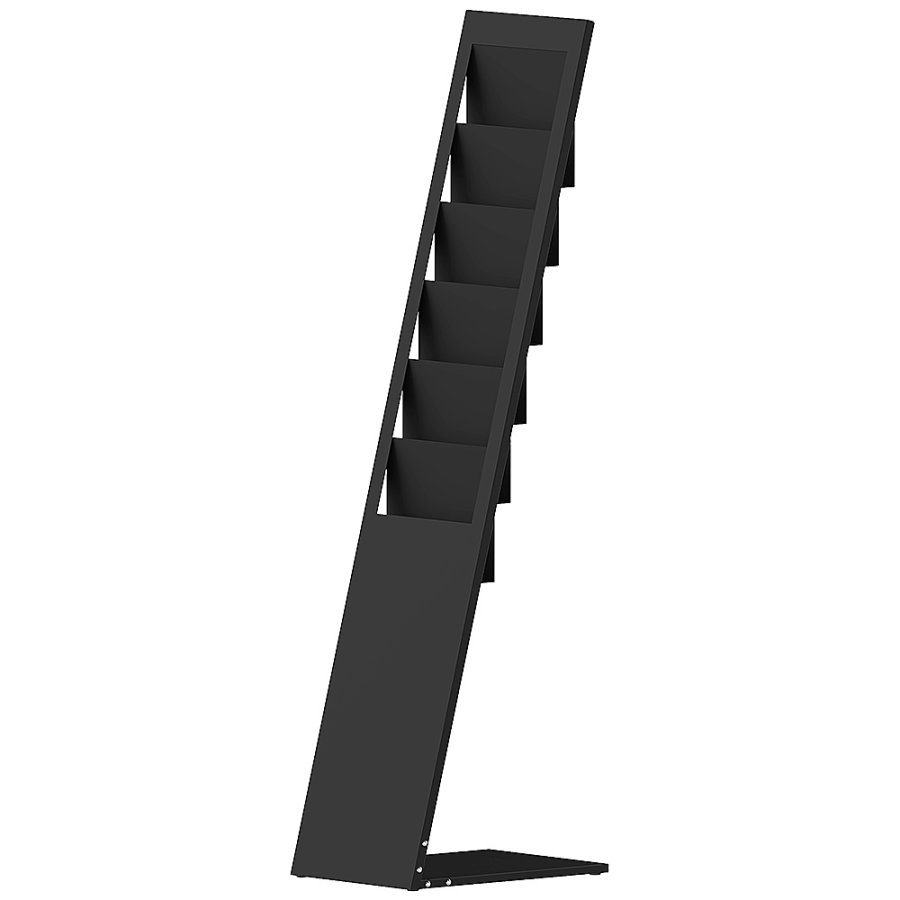 Design Stand brochureholder i st&aring;l  A4/M65 med 6/12 rum, sort