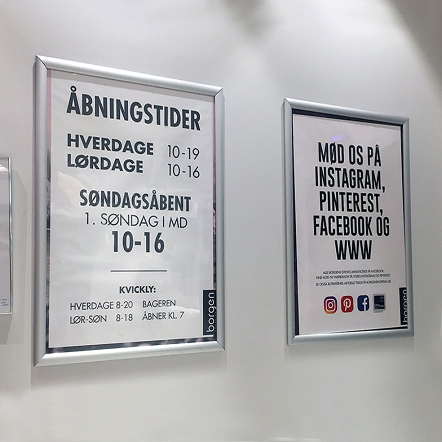 Klikramme med 15mm aluminium profil, s&oslash;lv - A5