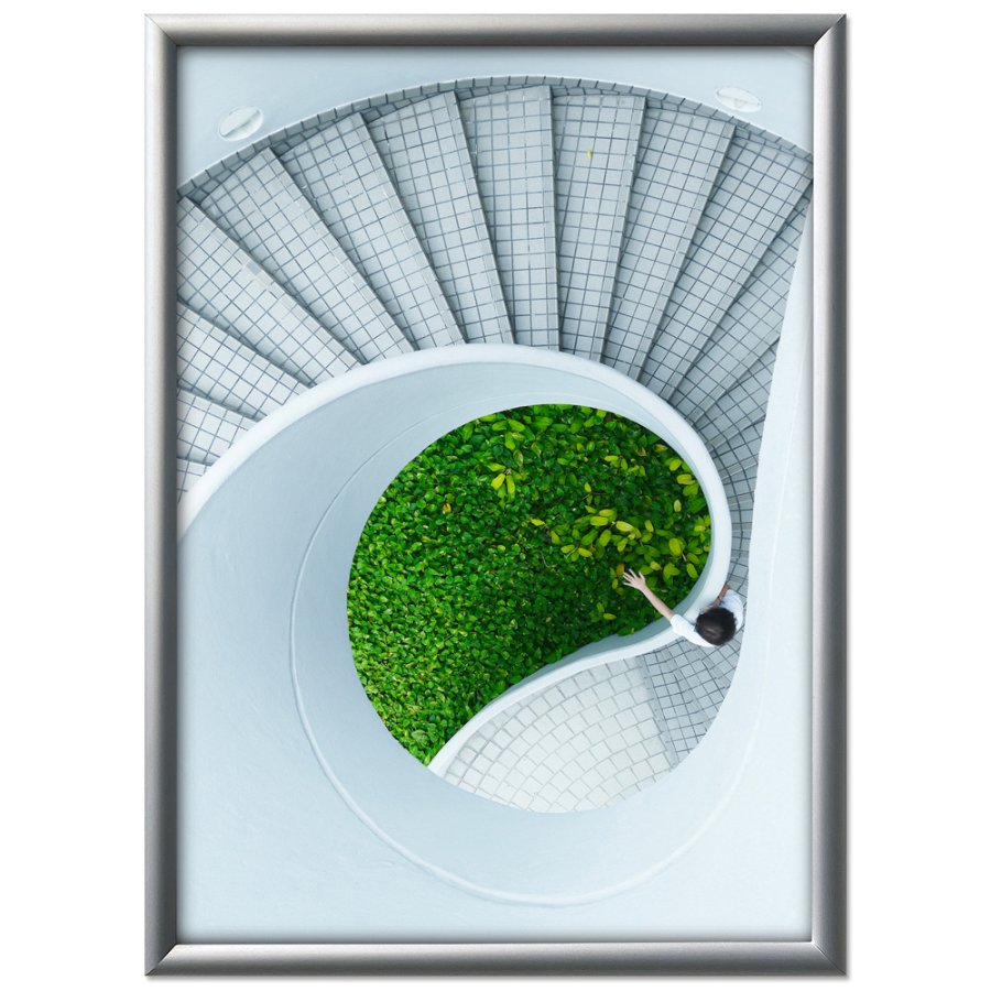 Klikramme med 15mm aluminium profil, s&oslash;lv - 70x100 cm