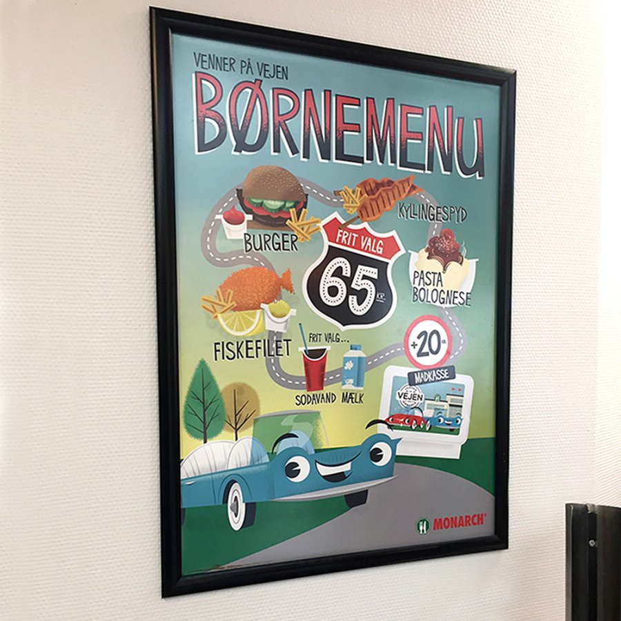 Klikramme med 25mm aluminium profil, sort - A2