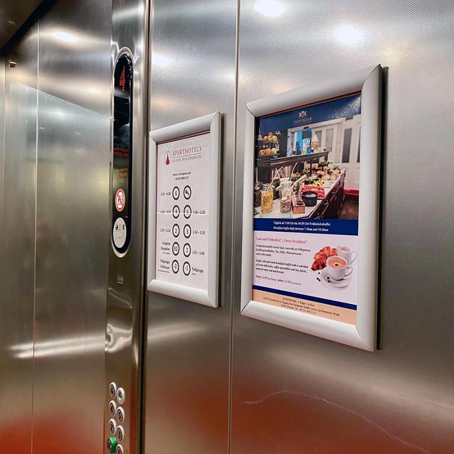 Klikramme med 30mm aluminium profil, s&oslash;lv - A4