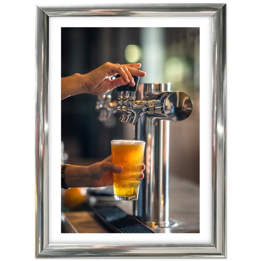 Klikramme med 25mm aluminium profil, krom - A3