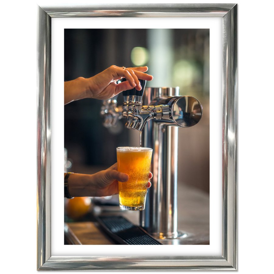 Klikramme med 25mm aluminium profil, krom - 70x100 cm