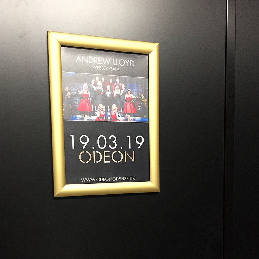 Klikramme med 25mm aluminium profil, guld - 50x70 cm