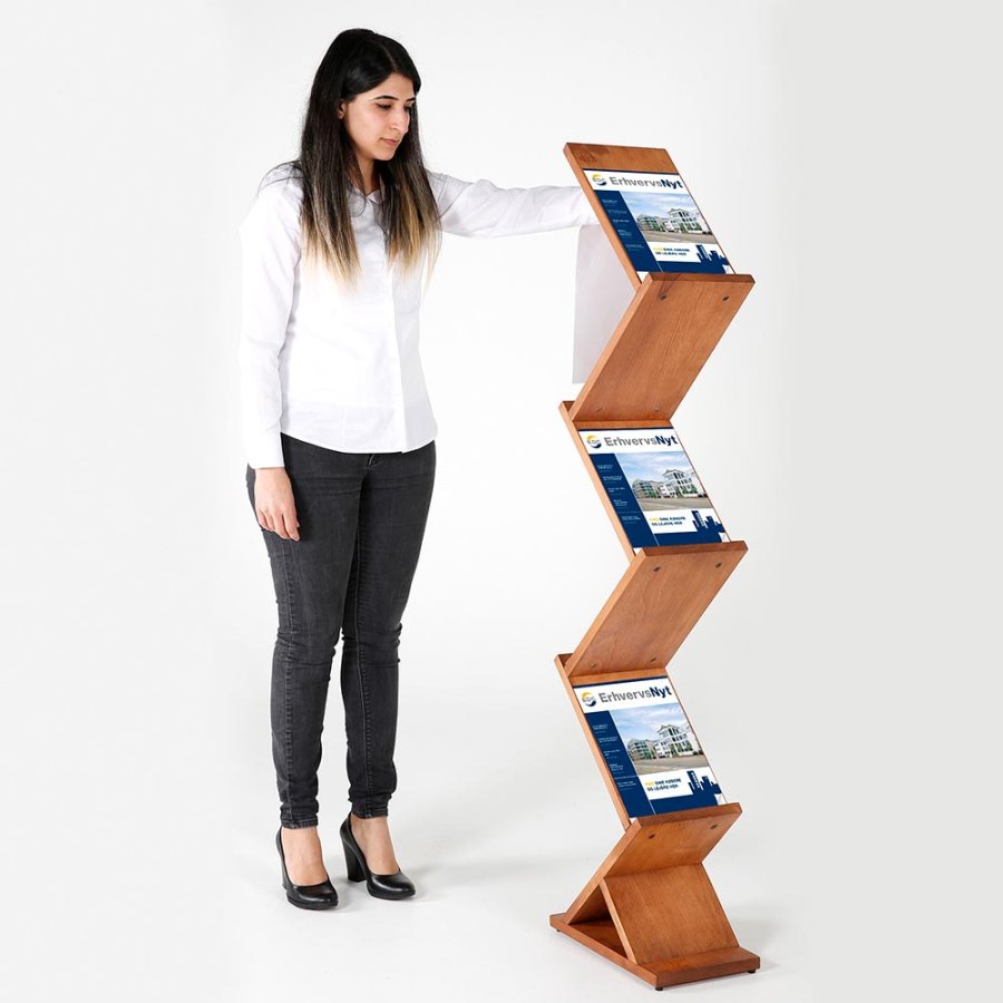 Wooden Brochureholder Zig Zag, 5 x A4