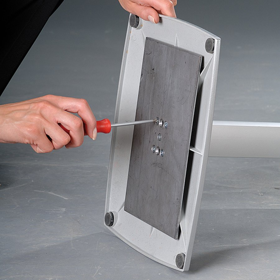 Flex Infostander, justerbar, s&oslash;lv, med A4 Klikramme