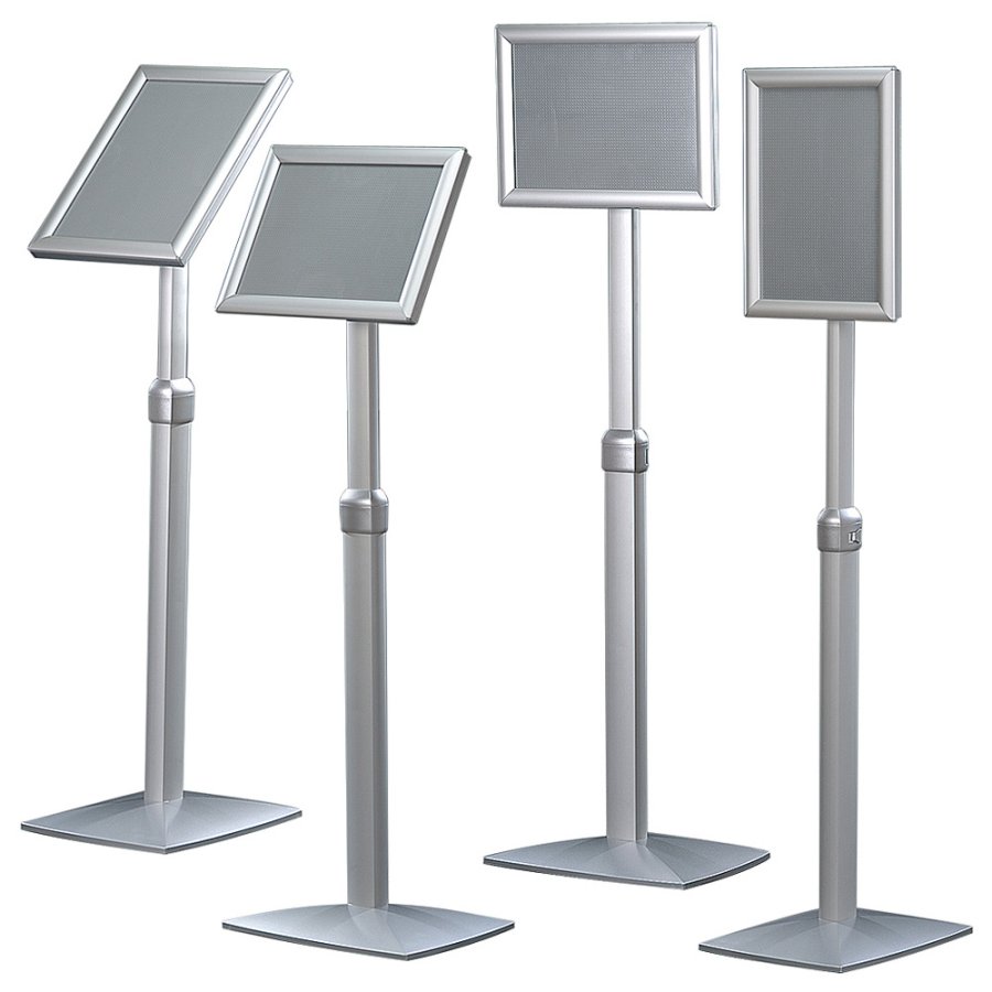 Flex Infostander, justerbar, s&oslash;lv, med A2 Klikramme