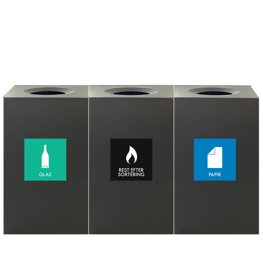 Kubisk affaldsbeholder 120L - Sort