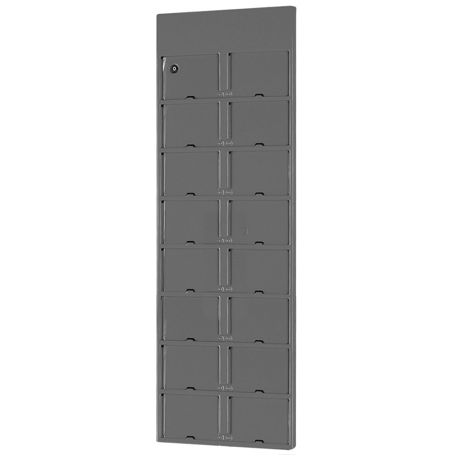 Info Modul tavle i plastik med APET frontplader, koksgr&aring; -16xA6