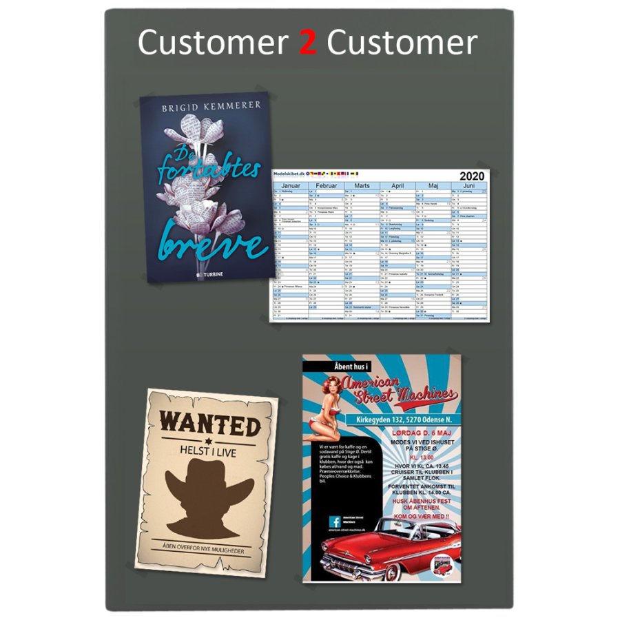 Info Modul tavle i plastik med APET frontplader, koksgr&aring; - 1xA1