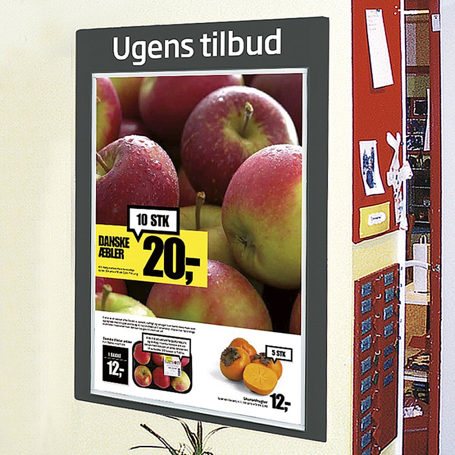 Info Modul tavle i plastik med APET frontplader, koksgr&aring; - 1xA1