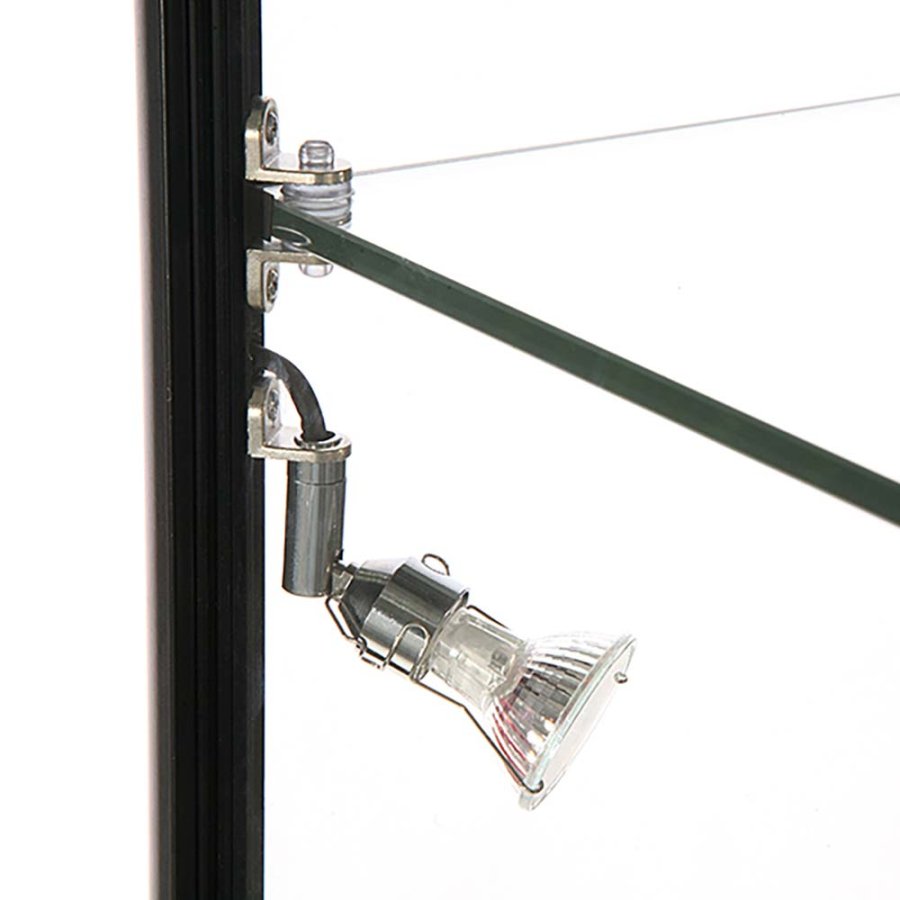 Vitrine, Showcase Tower Solo, Med LED Lys, l&aring;s og underskab, Sort