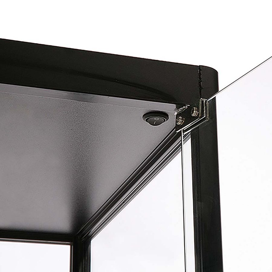 Vitrine, Showcase Tower Solo, Med LED Lys, l&aring;s og underskab, Sort