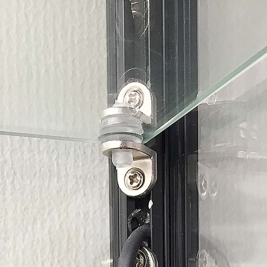 Vitrine, Showcase Tower Solo, Med LED Lys, l&aring;s og underskab, Sort