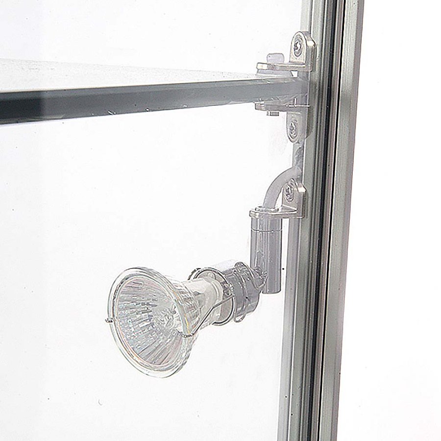 Vitrine glasskab - Showcase Tower Duo glasmontre med LED lys og l&aring;s - s&oslash;lv