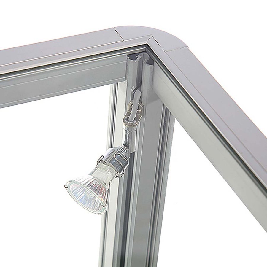 Vitrine glasskab - Showcase Desk Duo glasmontre med LED lys og l&aring;s - s&oslash;lv