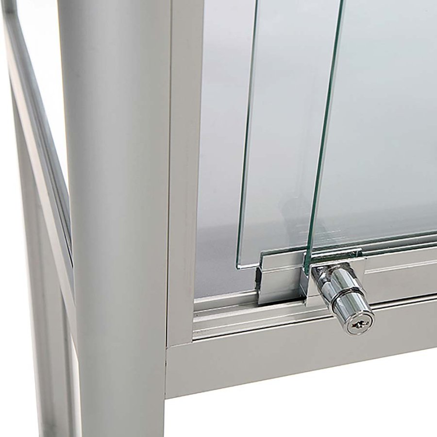 Vitrine glasskab - Showcase Desk Duo glasmontre med LED lys og l&aring;s - s&oslash;lv