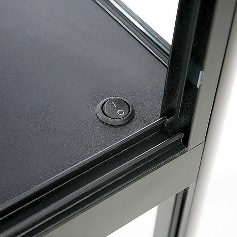 Vitrine, Showcase Desk Duo, LED Lys, m. l&aring;s, Sort