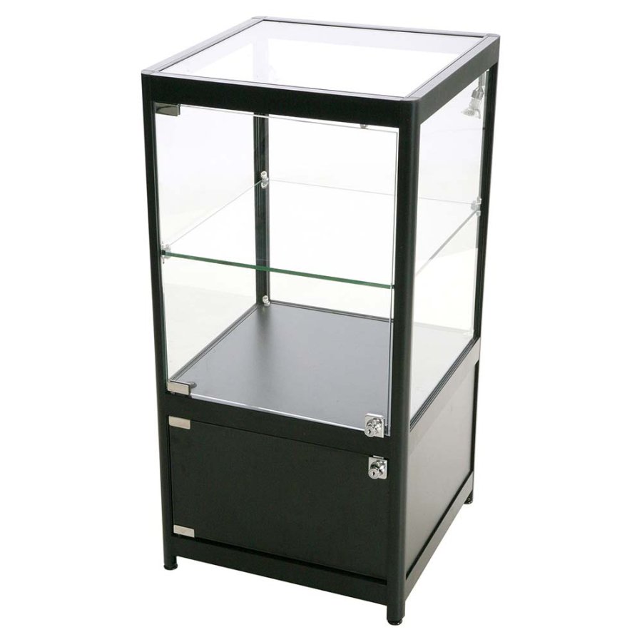 Vitrine, Showcase Counter Solo, LED Lys, m. l&aring;s, Sort