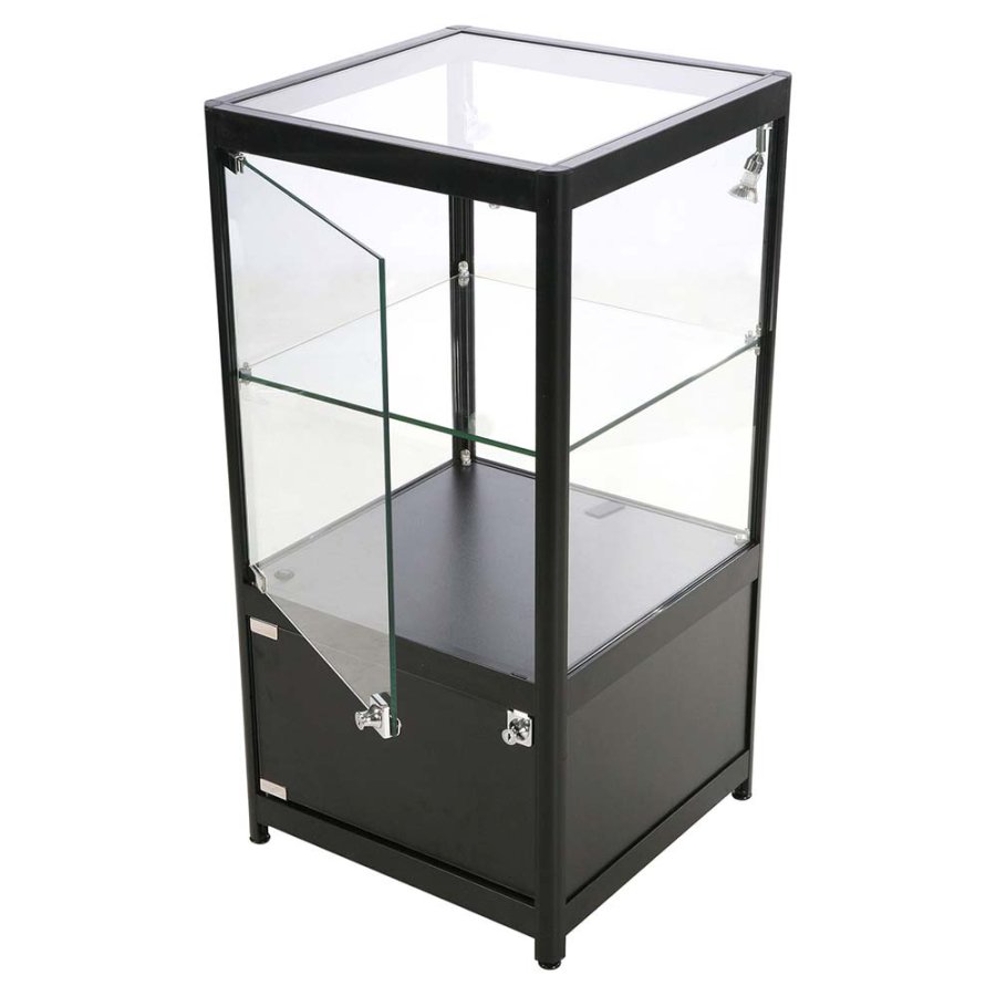 Vitrine, Showcase Counter Solo, LED Lys, m. l&aring;s, Sort