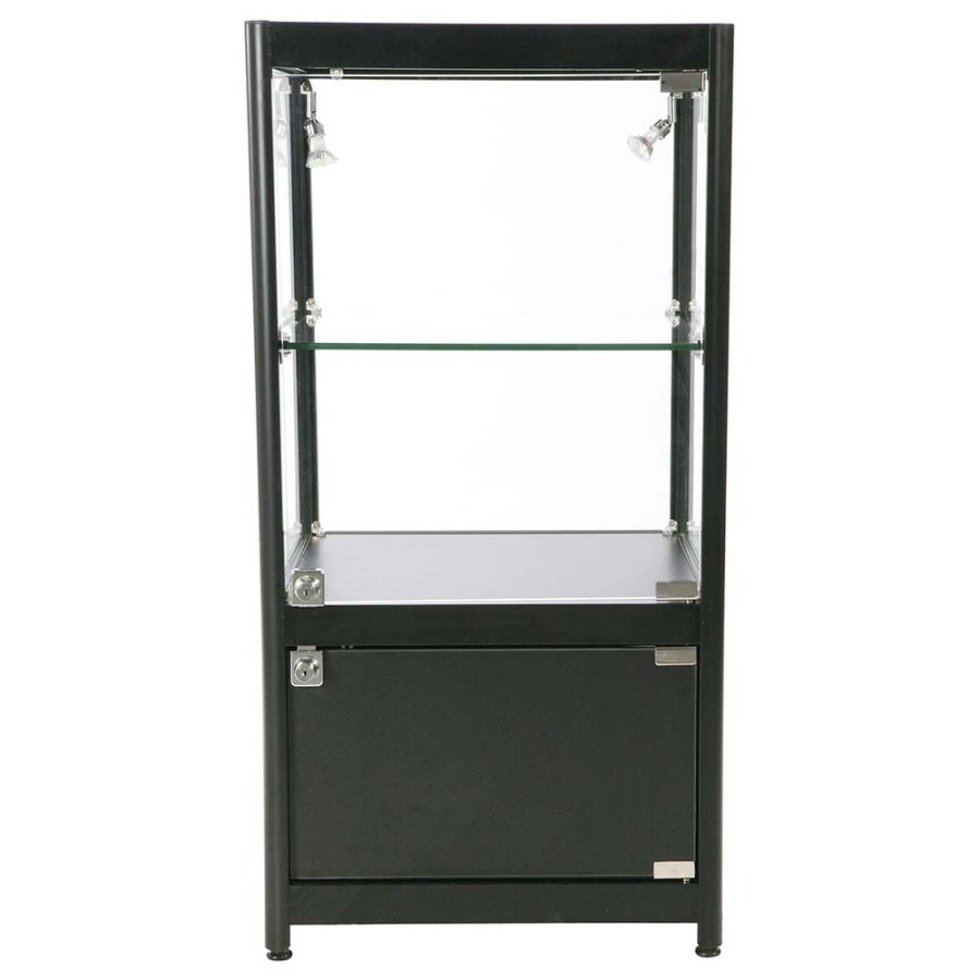 Vitrine, Showcase Counter Solo, LED Lys, m. l&aring;s, Sort