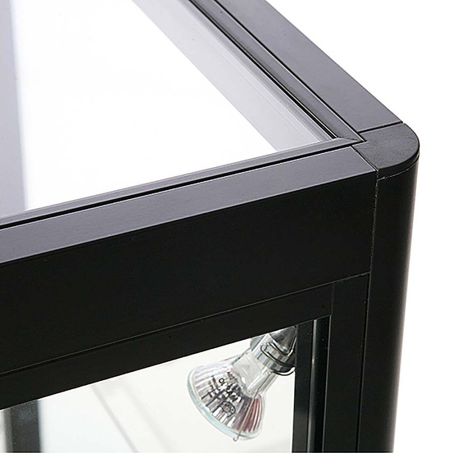 Vitrine, Showcase Counter Solo, LED Lys, m. l&aring;s, Sort