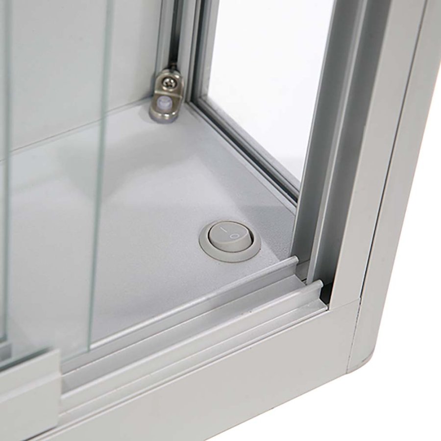 Vitrine glasskab - Showcase Wall Duo glasmontre med LED lys og l&aring;s - s&oslash;lv