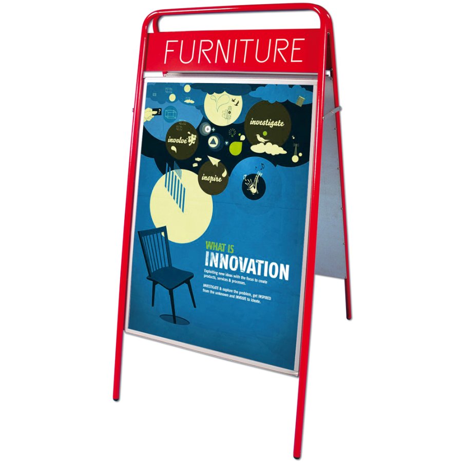 Expo Sign Gadeskilt med logoplade - 50x70 cm - r&oslash;d