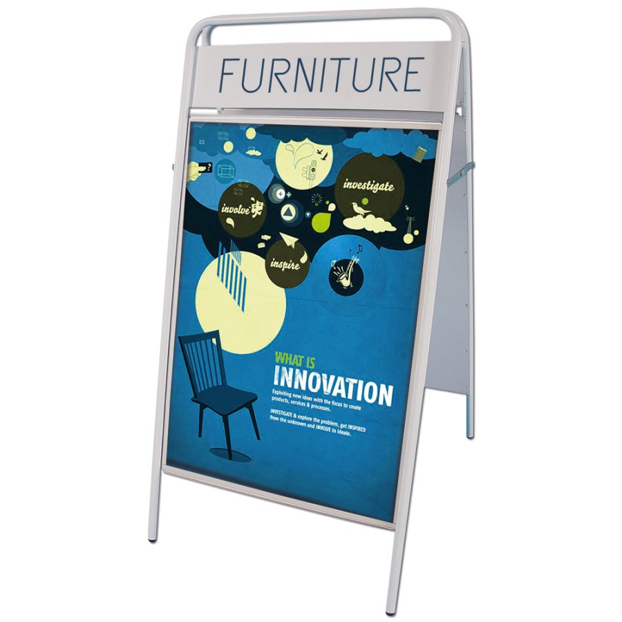 Expo Sign Gadeskilt med logoplade - A1 - hvid