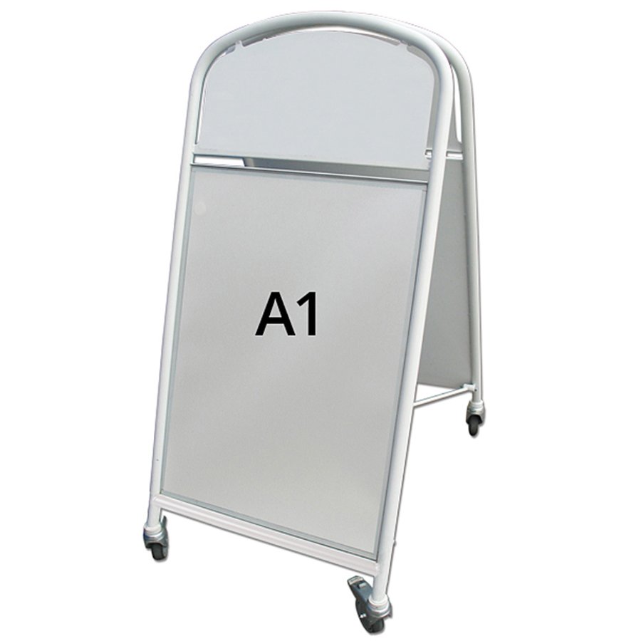 Ellipse Lux Gadeskilt med logoplade - A1 - hvid