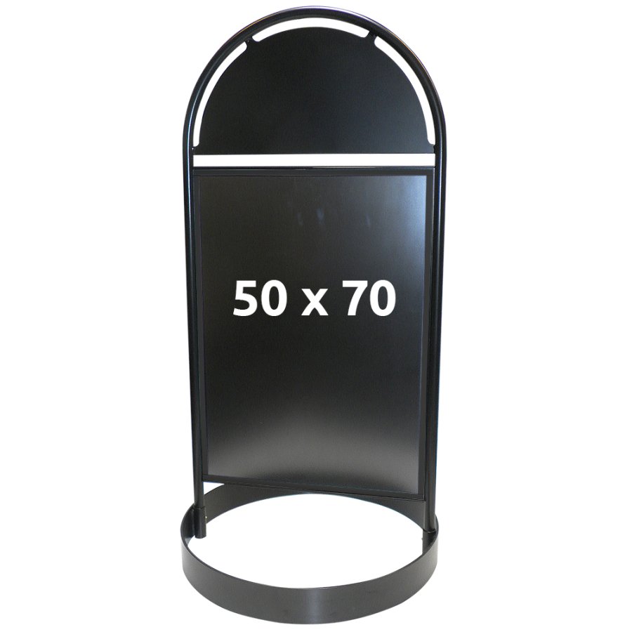 Gotik Circle Gadeskilt med logoplade, sort - 50x70 cm