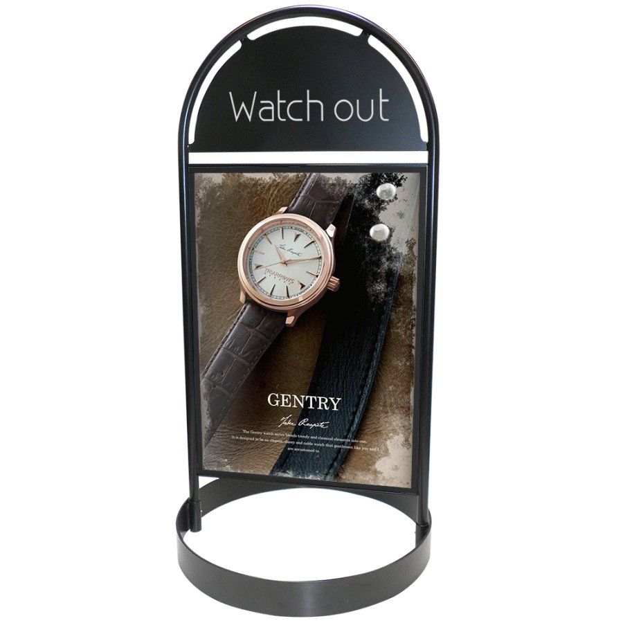 Gotik Circle Gadeskilt med logoplade, sort - 50x70 cm