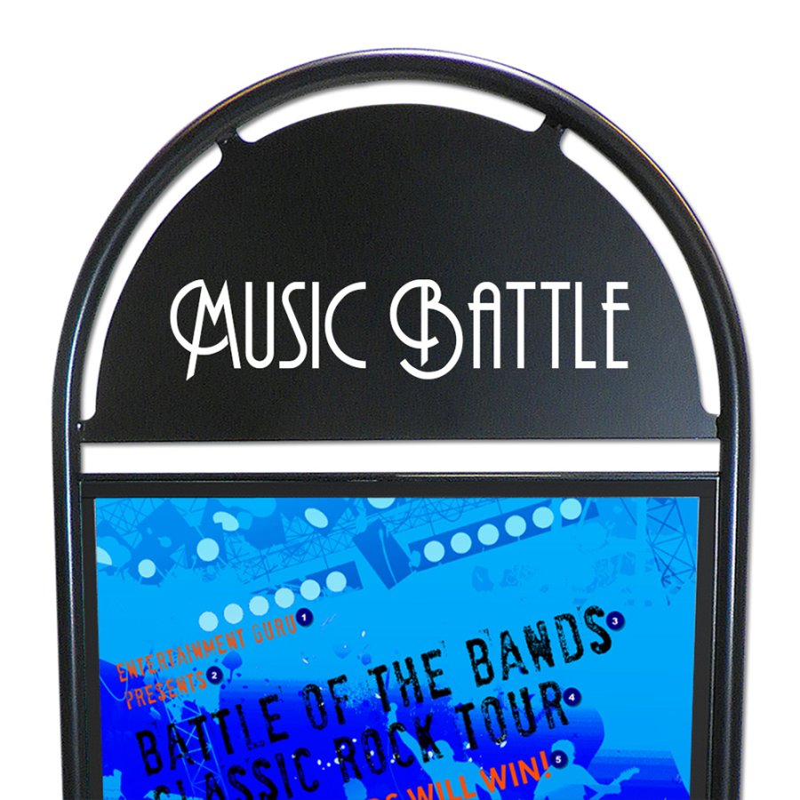 Gotik Circle Gadeskilt med logoplade, sort - 50x70 cm