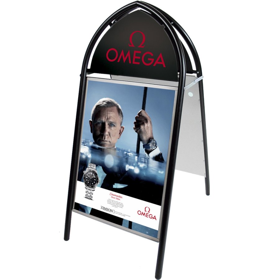 Gotik Classic Gadeskilt med logoplade - 50x70 cm - sort