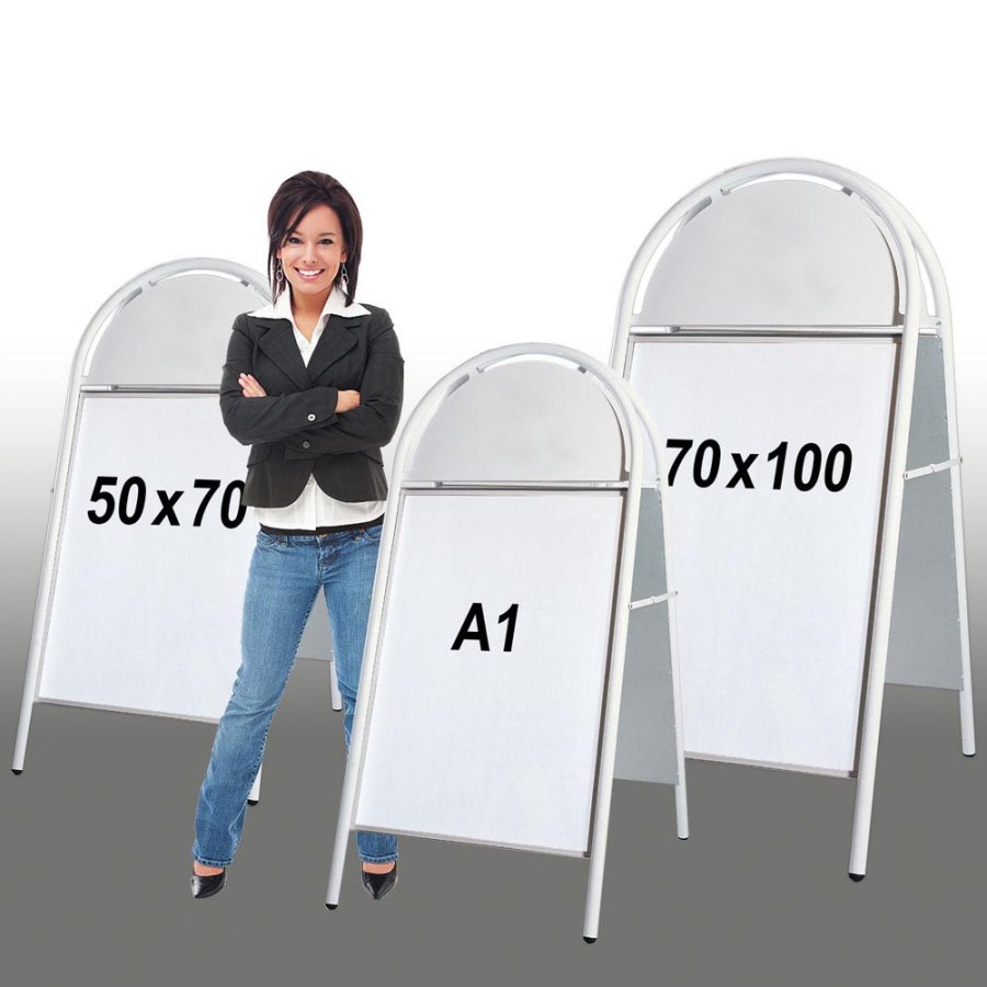 Expo Gotik Lux Gadeskilt med logoplade - 50x70 cm - hvid