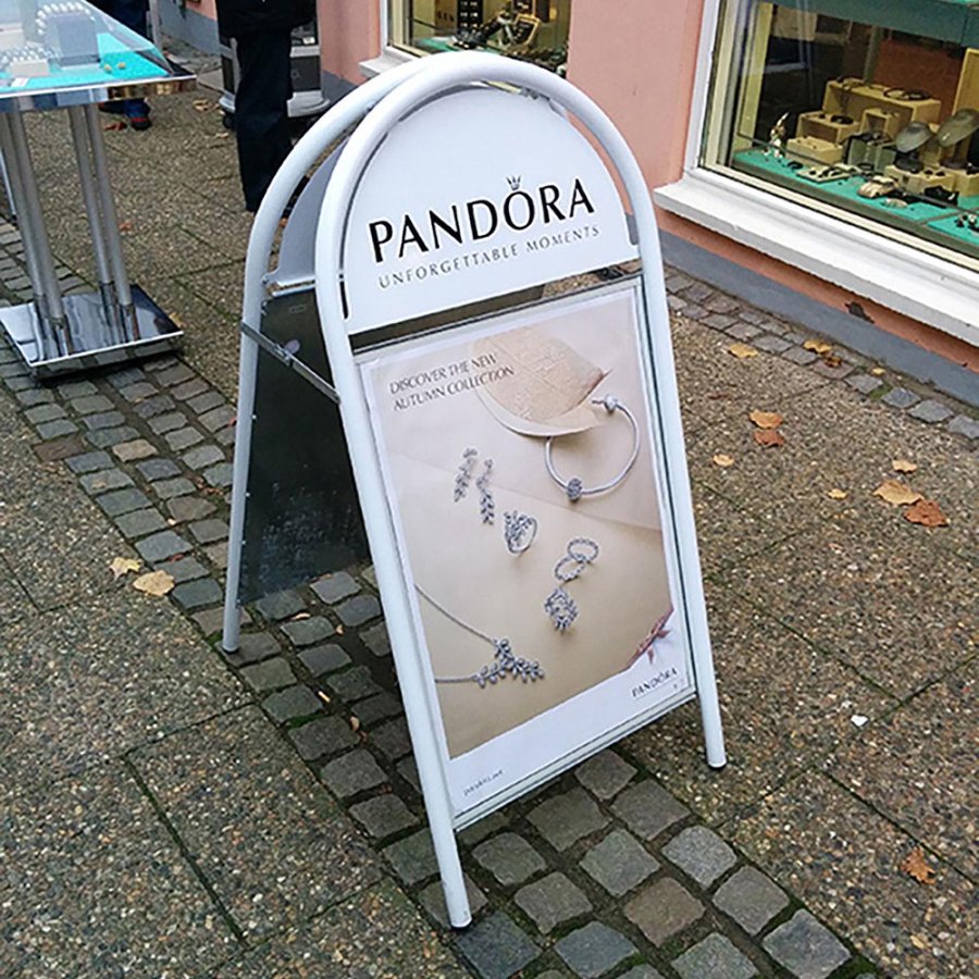 Expo Gotik Lux Gadeskilt med logoplade - 50x70 cm - hvid