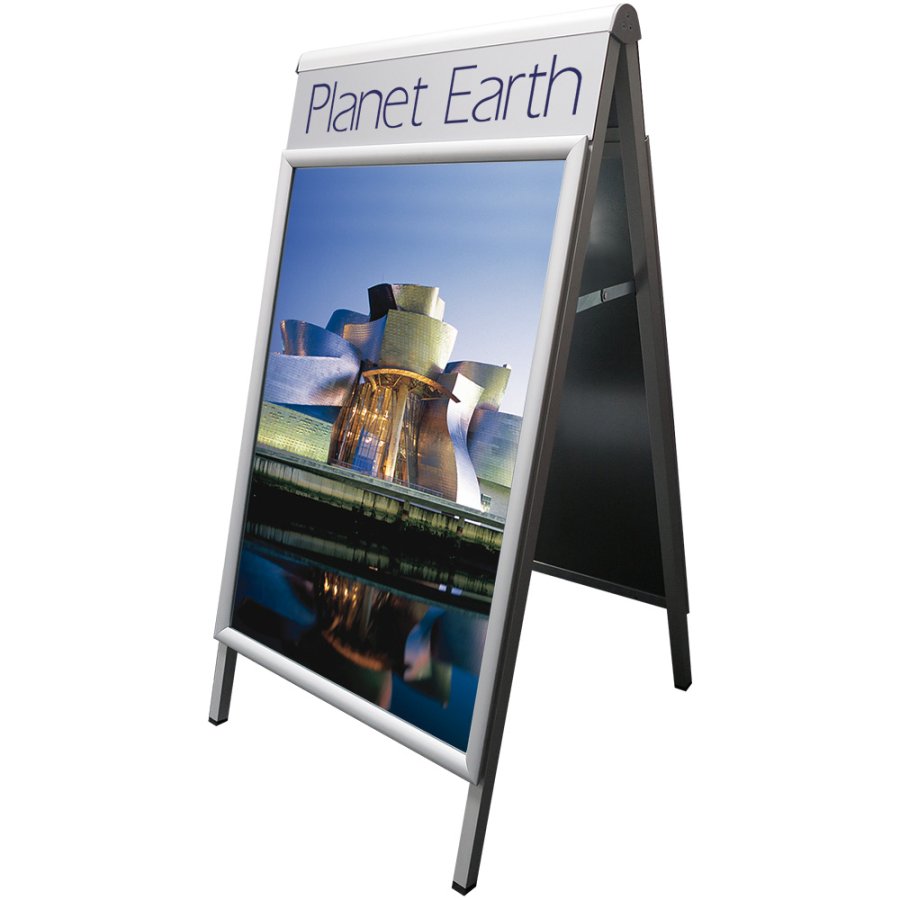 Alu-Line Logo Change Gadeskilt med logoplade - 50x70 cm - s&oslash;lv