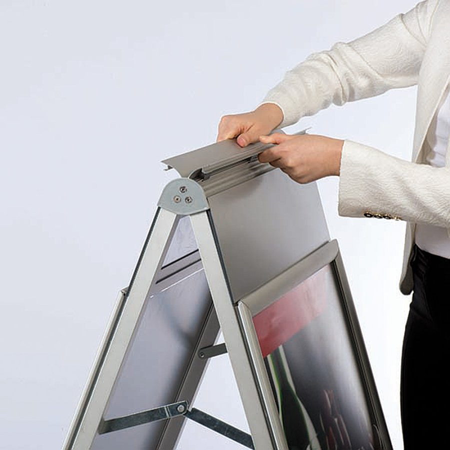 Alu-Line Logo Change Gadeskilt med logoplade - 50x70 cm - s&oslash;lv