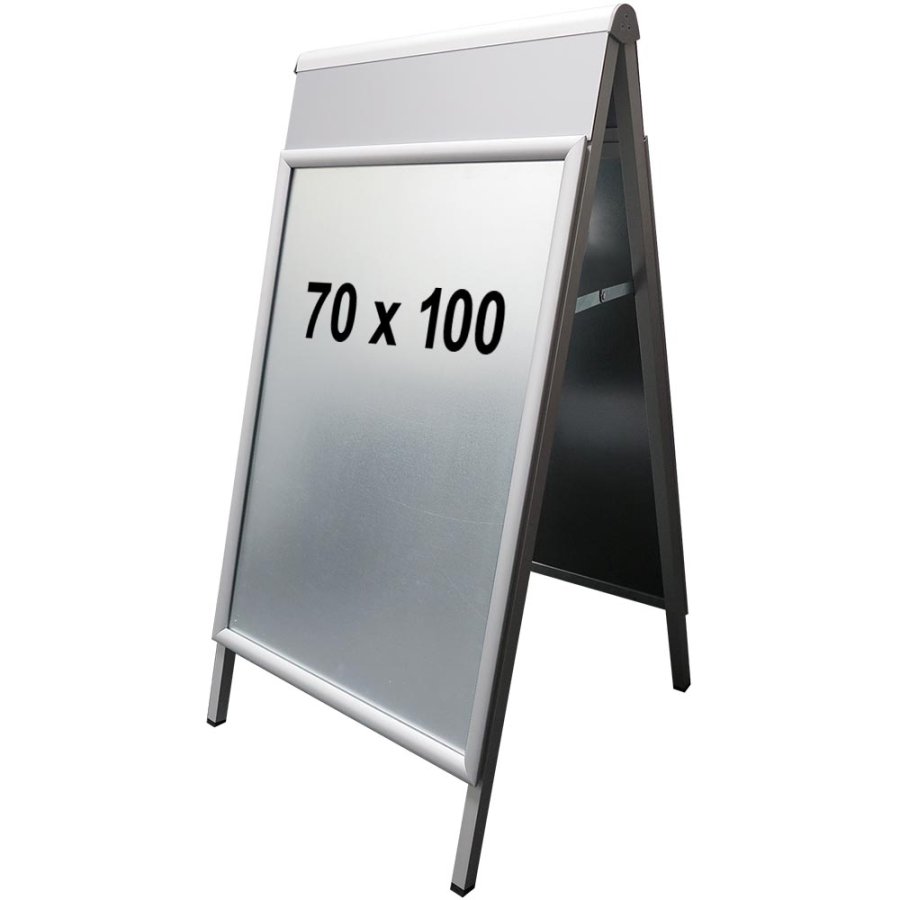 Alu-Line Logo Change Gadeskilt med logoplade - 70x100 cm - s&oslash;lv